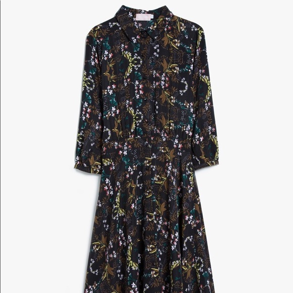 Farrow button down dark floral dress - Picture 2 of 8